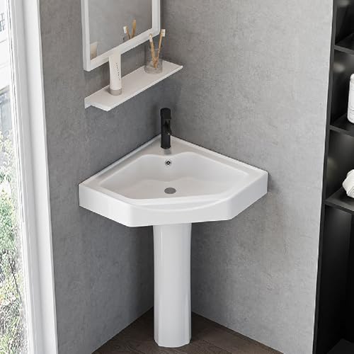 Vollsäulenwaschbecken, Keramik-Badezimmer, Großes Fassungsvermögen, Freistehendes Waschbecken Mit Überlauf, Bodenstehende Waschbecken, Kleine Wohnung(33x33cm) von Generic