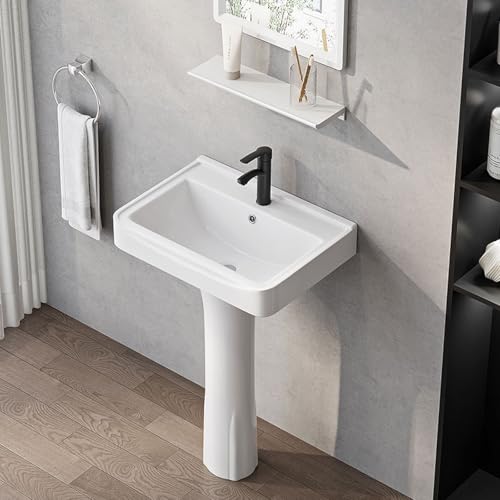 Vollsäulenwaschbecken, Keramik-Badezimmer, Großes Fassungsvermögen, Freistehendes Waschbecken Mit Überlauf, Bodenstehende Waschbecken, Kleine Wohnung(43x36cm) von Generic