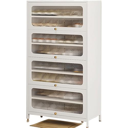 Vollstahl-Schuhschrank für den Eingangsbereich, 4-stufiges Regal mit Lüftungslöchern & erhöhtem Boden, Robuster Metallorganizer für Flur, Wohnzimmer, Kleiderschrank(100 * 35 * 138cm) von Generic