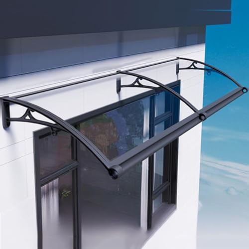 Vordach Für Haustür, Überdachung Haustür Aus Aluminium Und Polycarbonat, Transparentes Pultbogenvordach, Türdach Für Draußen Regenschutz(D,100x360cm/39"x141") von Generic