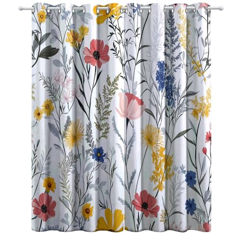 Vorhänge Elegante Vintage Wildblumen mit Ösen Blickdichte Gardinen Bunt Blackout Curtain Thermovorhang für Kinder Teens, Weich Schlafzimmer Wohnzimmer Verdunklungsvorhänge 2er Set B 183 x H 214 cm Vorhänge Elegante Vintage Wildblumen mit Ösen Blickdichte Gardinen Bunt Blackout Curtain Thermovorhang für Kinder Teens, Weich Schlafzimmer Wohnzimmer Verdunklungsvorhänge 2er Set B 183 x H 214 cm von Generic