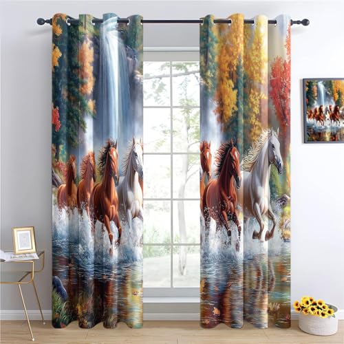 Vorhänge Gardinen mit Ösen, Vorhang Blickdicht Tiere Pferde Wasserfälle Bunt Verdunklungsvorhänge Thermovorhang für Wohnzimmer Schlafzimmer Deko Privatsphäre Schützende H 245 x B 150 cm (2er Pack) Vorhänge Gardinen mit Ösen, Vorhang Blickdicht Tiere Pferde Wasserfälle Bunt Verdunklungsvorhänge Thermovorhang für Wohnzimmer Schlafzimmer Deko Privatsphäre Schützende H 245 x B 150 cm (2er Pack) von Generic