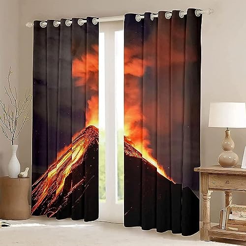 Vorhang Blickdicht 3D Curtain Vulkan 200cm lang 170cm Breite Wohnzimmer Gardinen Lichtundurchlässig Fenstervorhang Schlafzimmer Vorhang Blickdicht 3D Curtain Vulkan 200cm lang 170cm Breite Wohnzimmer Gardinen Lichtundurchlässig Fenstervorhang Schlafzimmer von Generic