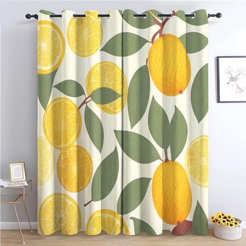 Verdunklungsvorhänge Gelbe Zitrone B140 x H245cm Blickdichte Vorhang 2er Set Thermovorhang, Kälteschutz Gardinen mit Ösen für Schlafzimmer Wohnzimmer Kinderzimmer Verdunklungsvorhänge Gelbe Zitrone B140 x H245cm Blickdichte Vorhang 2er Set Thermovorhang, Kälteschutz Gardinen mit Ösen für Schlafzimmer Wohnzimmer Kinderzimmer von Generic