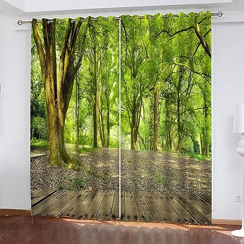 Vorhang Blickdicht Mit Ösen 3D Curtain Kinderzimmer Grüne Waldlandschaft 240cm lang 270cm Breite Verdunkelungsvorhang 2Er Set Gardine Polyester Für Schlafzimmer Wohnzimmer Dekoration Vorhang Blickdicht Mit Ösen 3D Curtain Kinderzimmer Grüne Waldlandschaft 240cm lang 270cm Breite Verdunkelungsvorhang 2Er Set Gardine Polyester Für Schlafzimmer Wohnzimmer Dekoration von Generic
