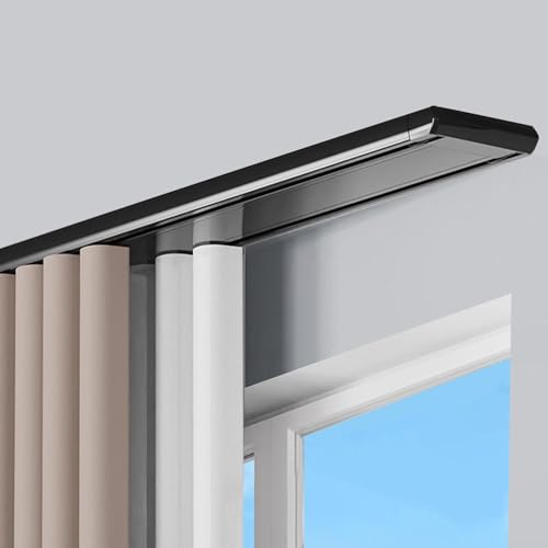 Vorhangschiene 2 Läufig Aluminium Doppelte Vorhangschiene Gardinenstange Deckenmontage Deckenschiene Gardinen Schienensystem For Schiebevorhänge Gardinen Einfache Installation(Black,6m/19.7ft) von Generic
