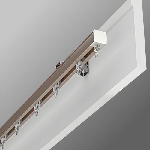 Vorhangschiene Aus Aluminium Curtain Track, Schwerlast-Vorhang-Schienen-System, Decke Oder Wand Montage, Robuste Raumteiler, Gardinenschienen(Rose Gold,10.2FT/310CM) von Generic