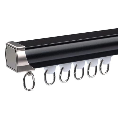 Vorhangschiene Gardinenschiene Deckenschiene Deckenvorhangschiene Decken-Vorhangschiene Gardinen Schienensystem mit Stummen Rollen(Black-Ceiling,6.0m(4 * 1.50m)) von Generic