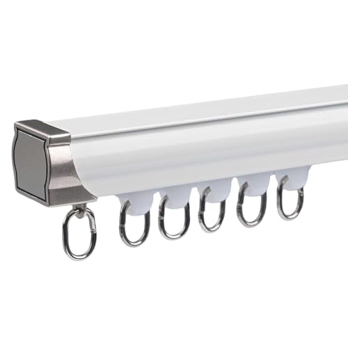 Vorhangschiene Gardinenschiene Deckenschiene Deckenvorhangschiene Decken-Vorhangschiene Gardinen Schienensystem mit Stummen Rollen(White-Ceiling,120cm/3.9ft) von Generic