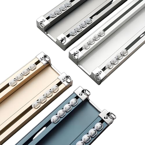 Vorhangschiene Leise 2-läufige Vorhangstange Gardinenschiene Aluminium Vorhangschienensystem Gardinenleiste Deckenschiene Raumteiler Einfache Installation(Gold,270CM (8.8FT)) von Generic