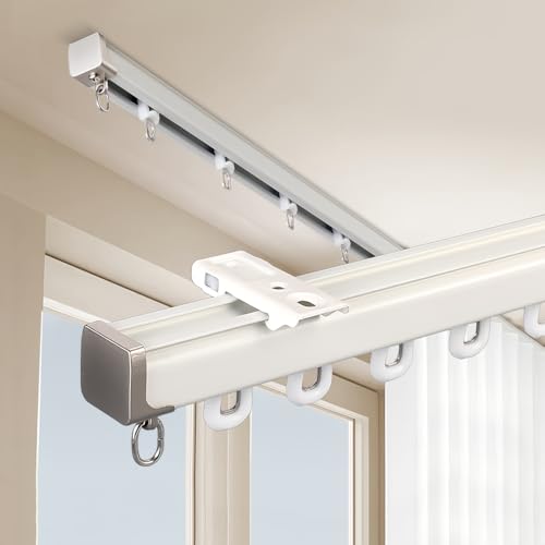 Vorhangschiene Mit Stummen Rollen 70cm~600cm 1-läufige Gardinenschiene Einfach Zu Installierende, Deckenschiene Für Pavillon, Schlafzimmer & Dusche(White,11.8FT/360CM) von Generic