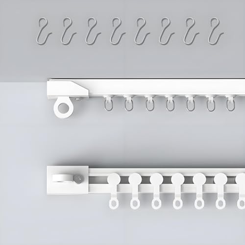 Vorhangschienen Set 1-läufiger Schiene, Selbstklebendes Gardinenschiene, Ohne Bohren Decken- Oder Wandmontage Raumteiler für Dusche & Erker 0.8 1.2 1.6 1.5 2.4 3 3.5 4 5.0m(2.0m) von Generic