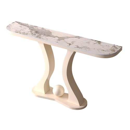 Vorzimmer Möbel Schwarz Modern Konsolentisch Schmal Weiß Gold Arbeitsplatte Aus Steinplatten Sockel aus Kohlenstoffstahl Geeignet für Flure und Eingangshallen(F,100 * 30 * 80cm) von Generic