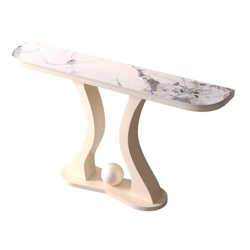 Vorzimmer Möbel Schwarz Modern Konsolentisch Schmal Weiß Gold Arbeitsplatte Aus Steinplatten Sockel aus Kohlenstoffstahl Geeignet für Flure und Eingangshallen(I,80 * 30 * 80cm) von Generic