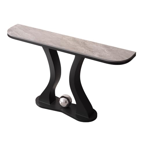 Vorzimmer Möbel Schwarz Modern Konsolentisch Schmal Weiß Gold Arbeitsplatte Aus Steinplatten Sockel aus Kohlenstoffstahl Geeignet für Flure und Eingangshallen(J,80 * 30 * 80cm) von Generic