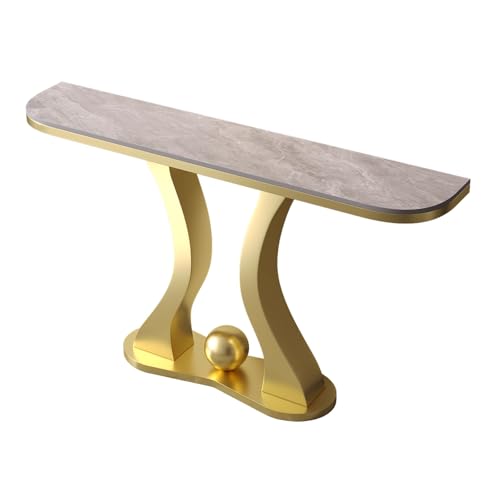 Vorzimmer Möbel Schwarz Modern Konsolentisch Schmal Weiß Gold Arbeitsplatte Aus Steinplatten Sockel aus Kohlenstoffstahl Geeignet für Flure und Eingangshallen(K,120 * 30 * 80cm) von Generic