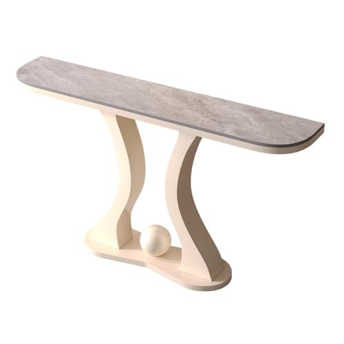 Vorzimmer Möbel Schwarz Modern Konsolentisch Schmal Weiß Gold Arbeitsplatte Aus Steinplatten Sockel aus Kohlenstoffstahl Geeignet für Flure und Eingangshallen(L,120 * 30 * 80cm) von Generic