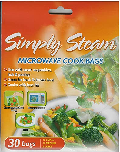 Generic 30 x Simply Steam Mikrowelle Kochbeutel - Gemüse, Fleisch, Fisch - Polypropylen - Rund - Durchsichtig von Generic