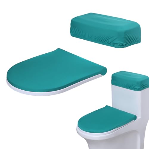 WC-Deckelbezug und WC-Tankbezug, WC-Sitzbezug mit elastischer Unterseite, Ersatz-WC-Abdeckung, weiches Stretch-WC-Deckel-Set, universelle WC-Deckelbezüge für Badezimmer-Dekor (grün) von Generic