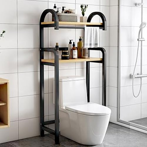 WC Regal nizer Bathroom Storage Rack Über WC SpaceSaving Shelf Unit for Bathroom Schwarz & Walnut 50cm Höhe Stylish Bath Accessory for Small Spaces von Generic