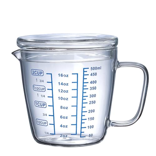 Wärmeglas Milchbecher Milchbecher Messbecher Mikrowelle Elektroherd Herd Küche Haushalt Verdickung 32 Oz Plastikbecher Mit Deckel Einweg (B, One Size) von Generic