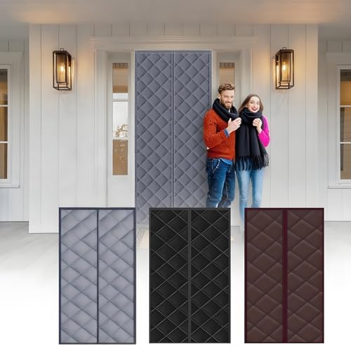 Wärmeschutzvorhang Magnetisch - Thermo Türvorhang - Kälteschutz für Türen Im Wintern - Wasserdicht Wärmeisolierend - Baumwolle Vorhang für Schlafzimmer, Küche, Balkon 80-260cm(Coffee,150x190cm) von Generic
