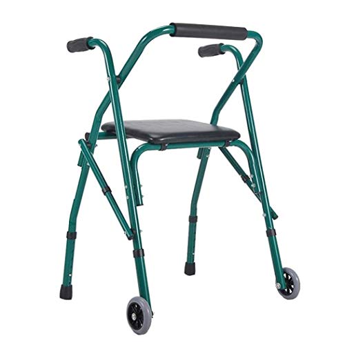 Walking e with Wheels Seniors Adult Walkers, Lightweight Adjustable Height Walker, Foldable Aluminum Progressive Mobility Aid Walking e (Color : Green) (Black) Decoration (Green) von Generic