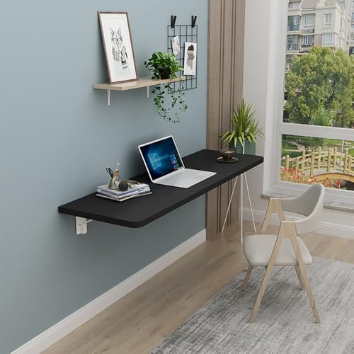 Wall-Mounted Folding Table Space-Saving Wooden Desk for Small Areas Drop-Leaf Dining Table for Kitchen Sturdy Laundry Folding Table (Black 50x40cm/20x16in) von Generic