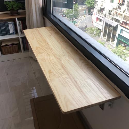 Wall Mounted Solid Wood Folding Workbench with Adjustable Metal Stand - Versatile Desk for Office Dining Kitchen & Bedroom Use - Space-Saving Solution for Restaurants and Home von Generic