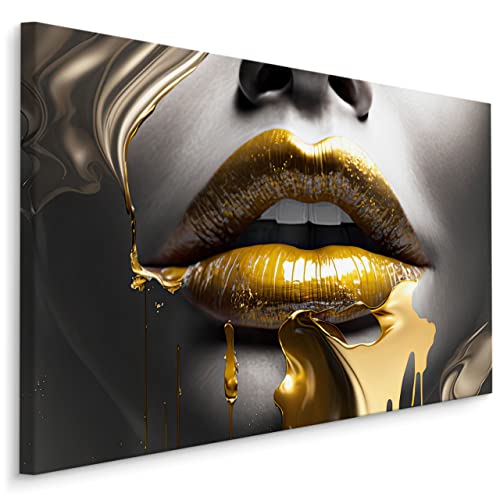 Wallepic CANVAS Leinwand Bilder Kunstdruck Goldene LIPPEN Mund Frau Gesicht Abstraktion 3D Moderne Wanddekoration für Wohnzimmer Schlafzimmer Büro Esszimmer Br. 30cm x Hö. 20cm Wallepic CANVAS Leinwand Bilder Kunstdruck Goldene LIPPEN Mund Frau Gesicht Abstraktion 3D Moderne Wanddekoration für Wohnzimmer Schlafzimmer Büro Esszimmer Br. 30cm x Hö. 20cm von Generic