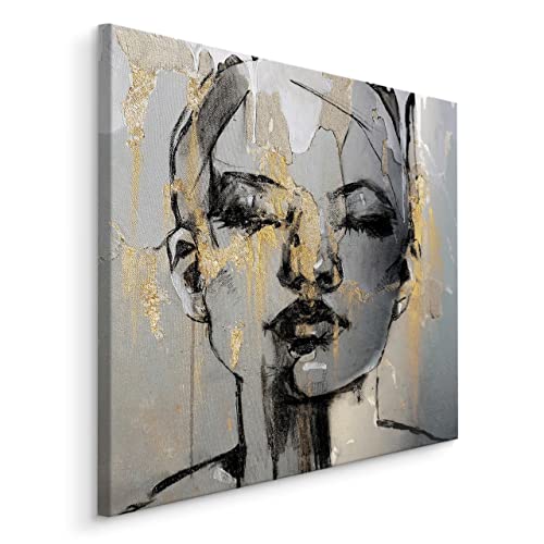 Wallepic Leinwandbilder Abstrakt Gesicht PORTRÄT Malerei Glamour Abstraktion Dekor Canvas Wandbild Schlafzimmer Wohnzimmer Büro Wanddekoration Design XXL Br. 80cm x Hö. 80cm von Generic