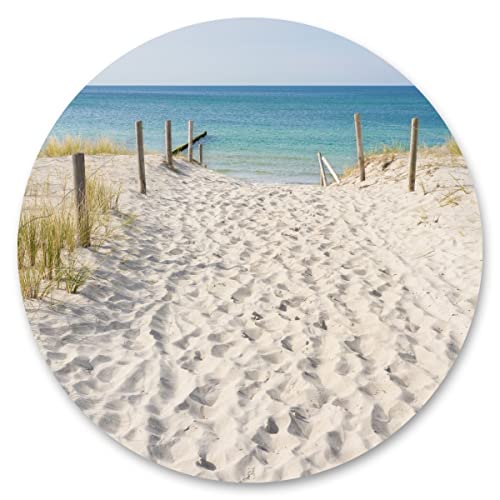 Wallepic Sticker rund PFAD Sand Strand Meer Himmel Dünen Pflanzen Natur Landschaft 3D Aufkleber Wandtattoo für Wohnzimmer Schlafzimmer Esszimmer Br. 100cm x Hö. 100cm von Generic