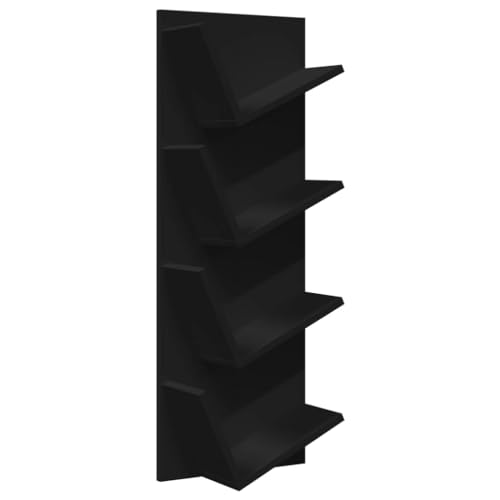 Wand-Bücherregal mit 4 Fächern Schwarz 33x16x90 cm, Garderobenleiste, Wandgarderobe Flurgarderobe, 840717 von Generic