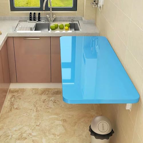 Wand Montierter Klapptisch Schwimmender Schreibtisch Esstisch Stabile Aufstellung EIN Tisch for Viele Einsatzmöglichkeiten(Blue,90x40cm/36x16) von Generic