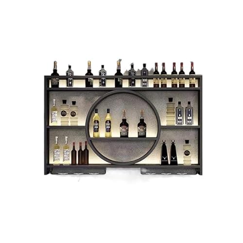 Wand-Weinregal, Metall hängender Weinständer mit großem Fassungsvermögen, 3-stöckiges Ausstellungsregal für Alkoholflaschen, Wandschrank mit Glashalter Wand-Weinregal, Metall hängender Weinständer mit großem Fassungsvermögen, 3-stöckiges Ausstellungsregal für Alkoholflaschen, Wandschrank mit Glashalter von Generic