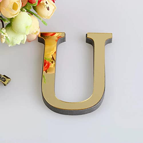 Wandaufkleber 3D, 15 cm, Gold - ganzes Alphabet u. Zahlen - Wanddekoration groß Spiegel Deko Home Wand Hochzeit Aufkleber klein Acryl Wandtattoo Partydeko Dekobuchstaben Medium Bar - Buchstabe U Wandaufkleber 3D, 15 cm, Gold - ganzes Alphabet u. Zahlen - Wanddekoration groß Spiegel Deko Home Wand Hochzeit Aufkleber klein Acryl Wandtattoo Partydeko Dekobuchstaben Medium Bar - Buchstabe U von Generic