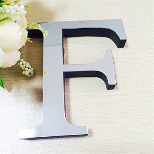 Wandaufkleber 3D, 15 cm, Silber - ganzes Alphabet u. Zahlen - Wanddekoration groß Spiegel Deko Home Wand Hochzeit Aufkleber klein Acryl Wandtattoo Partydeko Dekobuchstaben Medium Bar - Buchstabe F von Generic