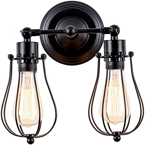 Wandbeleuchtung, Wandleuchte 2-flammig Industrielle Retro-Wandleuchte Deckenlampe V-Intage Verstellbare Fassung Rustikale Draht-Metallkäfig-Wandleuchter Eisen-Wandleuchte Indoor Home V-Intage Ais Wandbeleuchtung, Wandleuchte 2-flammig Industrielle Retro-Wandleuchte Deckenlampe V-Intage Verstellbare Fassung Rustikale Draht-Metallkäfig-Wandleuchter Eisen-Wandleuchte Indoor Home V-Intage Ais von Generic