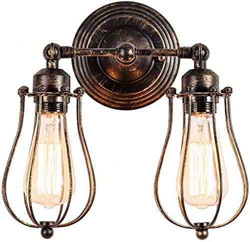 Wandbeleuchtung, Wandleuchte 2-flammig Industrielle Retro-Wandleuchte Deckenlampe V-Intage Verstellbare Fassung Rustikale Draht-Metallkäfig-Wandleuchter Eisen-Wandleuchte Indoor Home V-Intage Ais Wandbeleuchtung, Wandleuchte 2-flammig Industrielle Retro-Wandleuchte Deckenlampe V-Intage Verstellbare Fassung Rustikale Draht-Metallkäfig-Wandleuchter Eisen-Wandleuchte Indoor Home V-Intage Ais von Generic
