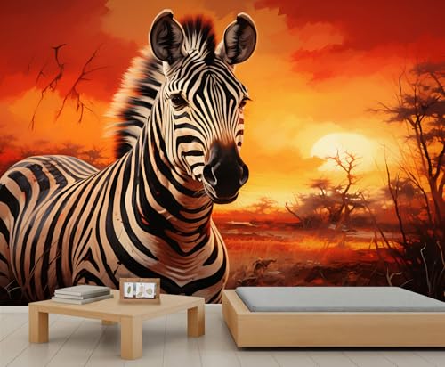 Wandbild Pferd Zebra Akzent Tapete Bäume/Gras Orange Rot Sonnenuntergang Landschaftstapete Bunte Kindertapete für Schlafzimmer Wohnzimmer Wandbild Poster Dekor 300 X 210 cm Wandbild Pferd Zebra Akzent Tapete Bäume/Gras Orange Rot Sonnenuntergang Landschaftstapete Bunte Kindertapete für Schlafzimmer Wohnzimmer Wandbild Poster Dekor 300 X 210 cm von Generic