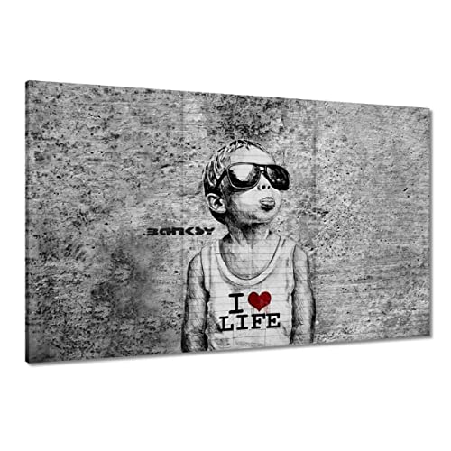 Wandbild auf Leinwand, 120 x 80 cm, Motiv "I love life" Banksy Spray Nr. H6907Z_PC3X von Generic
