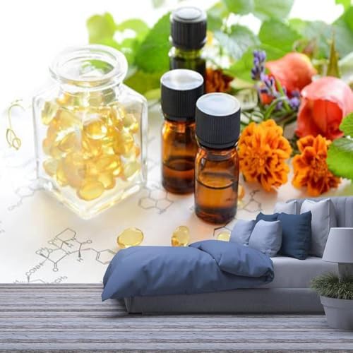 Wandbilder Fototapete - Glas Pflanzt Blumen 250(W) X175(H) Cm - Selbstklebende Tapete - 3D Schlafzimmer Wandaufkleber - 3D Wand Poster Bild Geschenk - Für Wohnzimmer Büro Schla-3286816 von Generic