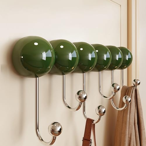 Wandgarderobe aus ABS, Verstellbare Saughaken, Stanzfreies Aufbewahrungsregal, Stilvoller Huthalter, für Huttaschenjacken, für den Eingangsbereich von Wohnzimmer und Schlafzimmer(Green,6 hooks) von Generic