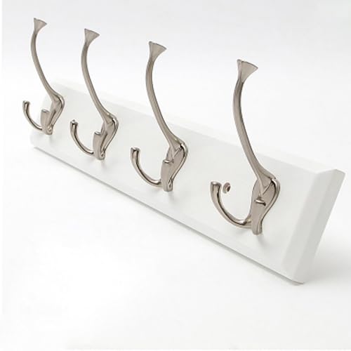 Wandgarderobe aus Bambus, Kleiderhakenleiste aus Metall, Kleiner Kleiderbügel, Wanddekorationsrahmen, für Jacken Hüte Taschen Handtücher, für Wohnzimmer, Schlafzimmer, Flur(White,4 hooks) von Generic