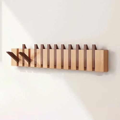 Wandgarderobe aus Buche, Haken im Klaviertasten-Klappdesign, Platzsparender Kleiderbügel für den Eingangsbereich für Mäntel Taschen und Hüte, für Schrank Schlafzimmer Badezimmer(Mix,12 hooks) von Generic