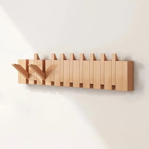 Wandgarderobe aus Buche, Haken im Klaviertasten-Klappdesign, Platzsparender Kleiderbügel für den Eingangsbereich für Mäntel Taschen und Hüte, für Schrank Schlafzimmer Badezimmer(Primary,10 hooks) von Generic