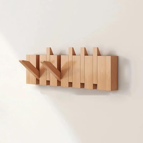 Wandgarderobe aus Buche, Haken im Klaviertasten-Klappdesign, Platzsparender Kleiderbügel für den Eingangsbereich für Mäntel Taschen und Hüte, für Schrank Schlafzimmer Badezimmer(Primary,6 hooks) von Generic