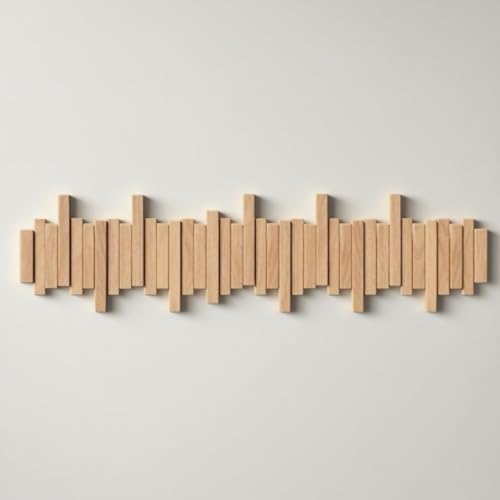 Wandgarderobe aus Buche, Klapphaken mit Klaviertasten, Platzsparende Aufbewahrung im Eingangsbereich, für Jacken Taschen Regenschirme, für Schlafzimmer Eingangsbereich Wohnzimmer(Primary,12 hooks) von Generic