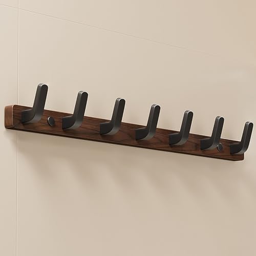 Wandgarderobe aus Walnussholz, Platzsparende Haken, Garderobenständer für die Wandkunst im Eingangsbereich, für Jacken Taschen Handtücher, für Badezimmer Schlafzimmer Küche(Black,7 hooks) von Generic
