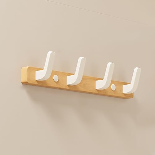 Wandgarderobe aus Walnussholz, Platzsparende Haken, Garderobenständer für die Wandkunst im Eingangsbereich, für Jacken Taschen Handtücher, für Badezimmer Schlafzimmer Küche(White,4 hooks) von Generic